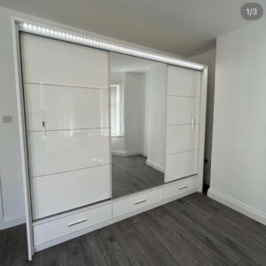 Large sliding door wardrobes with drawers & shelves