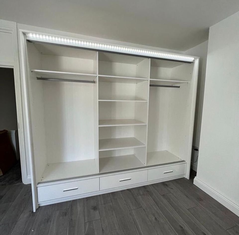 Large sliding door wardrobes with drawers & shelves - Image 2