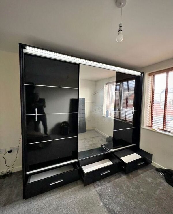 Mirror doors space‑saving wardrobes with shelves,