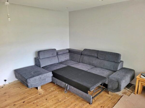 L-Shaped Sofa with Ottoman & Cushions – Brand New - Image 3