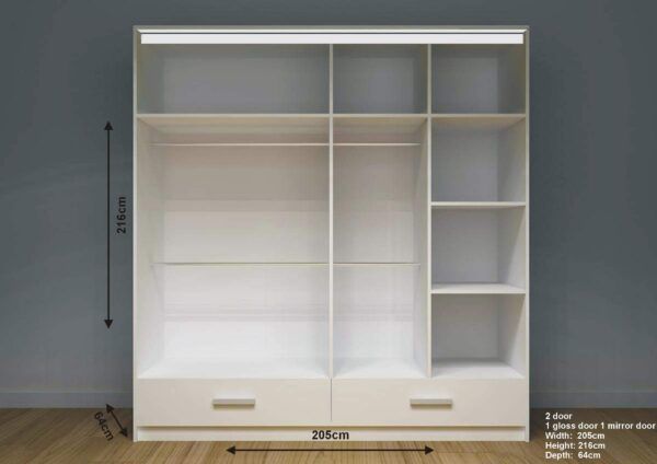 Florence High Gloss 205cm Wardrobes included Drawers - Image 3