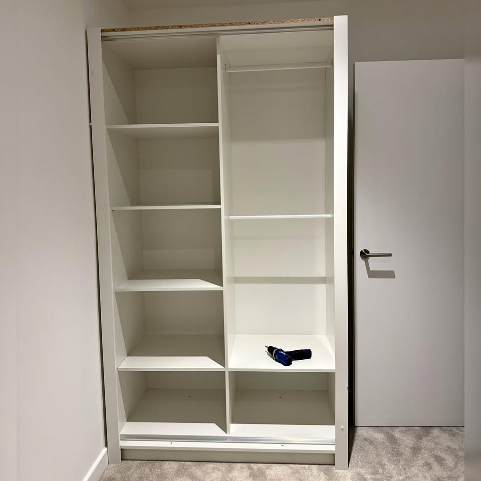 compact wardrobe for small room with mirrors