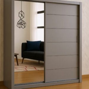 Space-saving compact wardrobe with shelves and hanging space