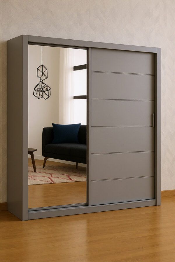 Space-saving compact wardrobe with shelves and hanging space