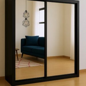 Black sliding door wardrobe with mirror panels