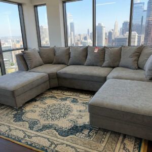 “grey U shape sofa living room large sectional