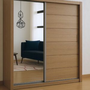 “Oak finish sliding door wardrobe – stylish bedroom furniture UK”