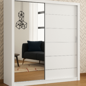 Double wardrobe with two hanging rails and shelves"
